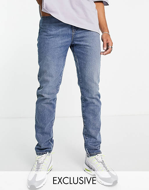 COLLUSION x003 cotton tapered jean in mid wash blue - MBLUE
