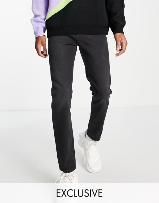 COLLUSION - x003 - Tapered jeans i forvasket sort
