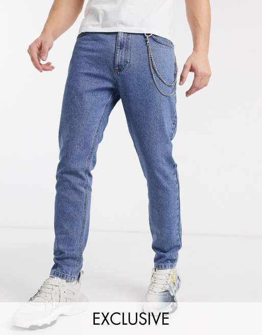 COLLUSION x003 - tapered jeans med aftagelig kæde