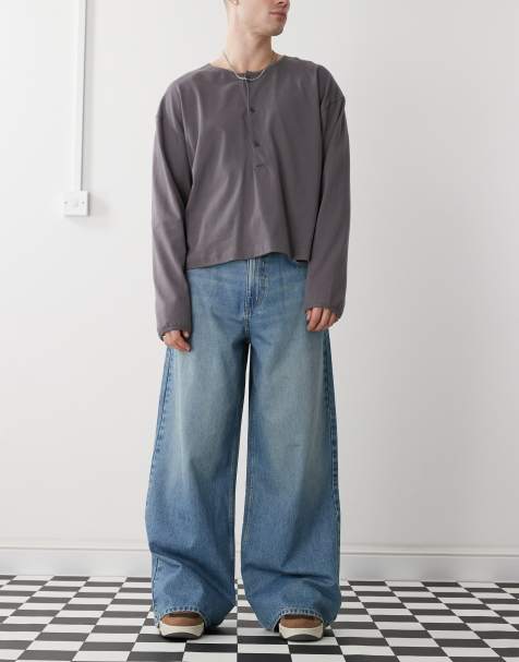 COLLUSION X003 wide leg jeans in midwash blue - view 1