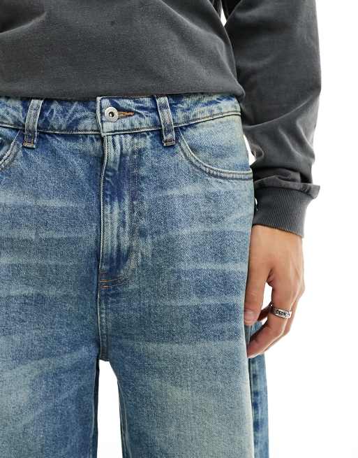 COLLUSION X003 wide leg jeans in midwash - MBLUE, 5 of 5
