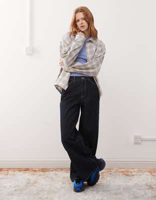 X003 wide leg jeans in rinsewash-Blue