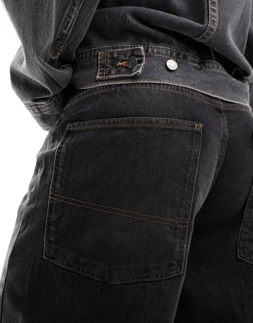 COLLUSION X003 wide leg jeans in washed black - BLACK, 2 of 5