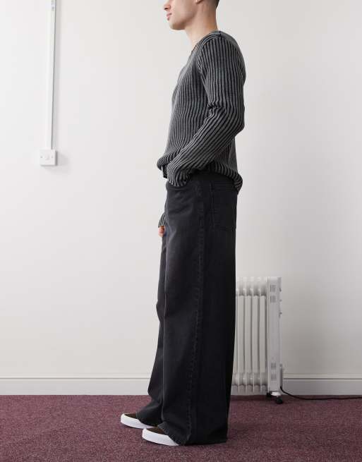 COLLUSION X003 wide leg jeans in washed black