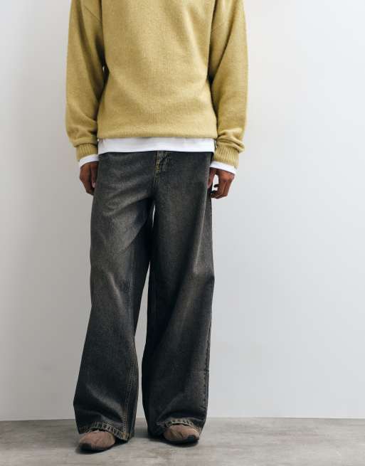 COLLUSION X003 wide leg mid rise jean in brown wash, 2 of 5