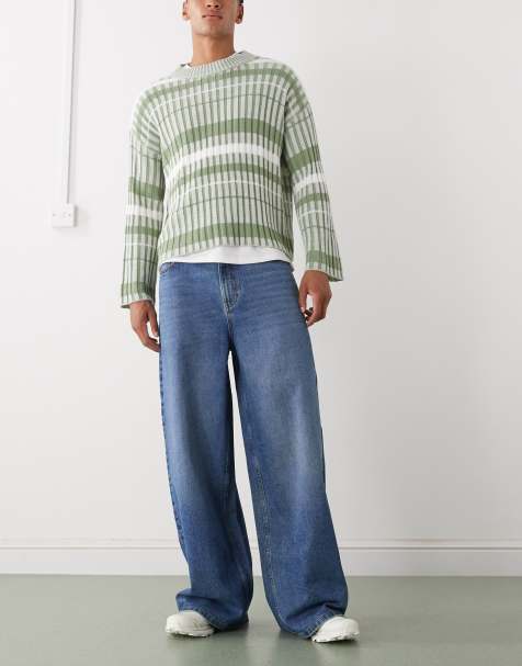 COLLUSION X003 wide leg mid rise jean in mid blue