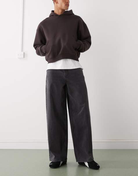 COLLUSION X003 wide leg mid rise jean in washed black