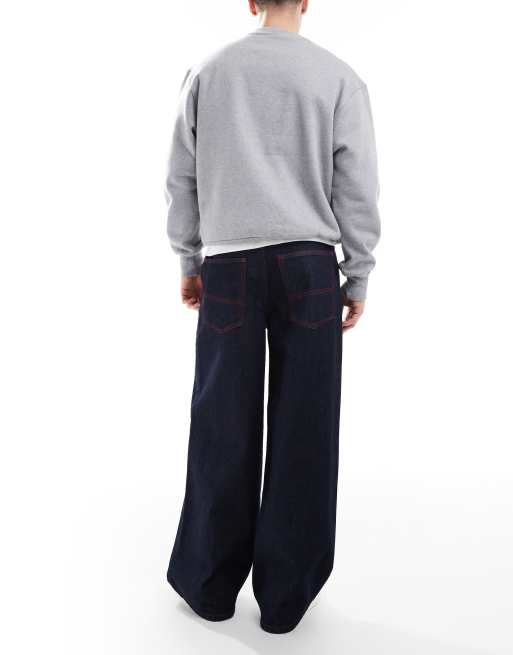 COLLUSION wide leg mid rise jean in rinse