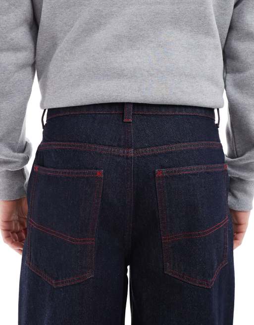 COLLUSION wide leg mid rise jean in rinse