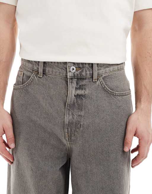 COLLUSION wide leg mid rise jeans in washed gray