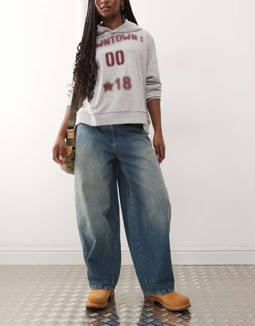 COLLUSION - X004 - Jeans a palloncino lavaggio verdastro