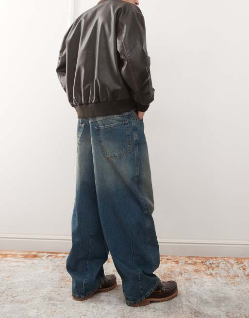 COLLUSION X004 balloon jeans in greencast - MGREEN
