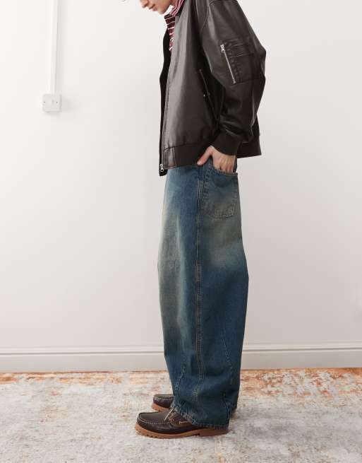 COLLUSION X004 balloon jeans in greencast - MGREEN