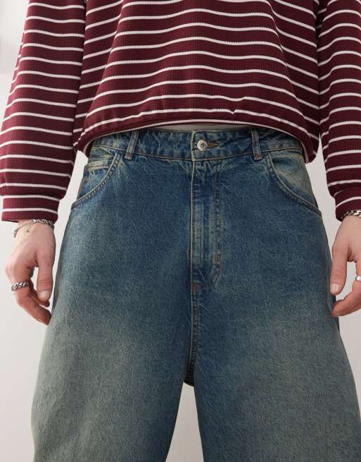 COLLUSION X004 balloon jeans in greencast - MGREEN