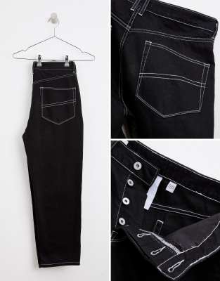 black jeans with white stitching mens