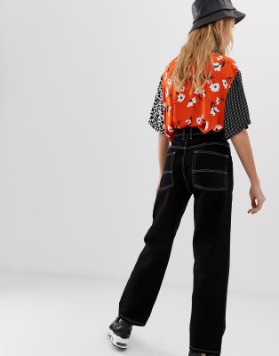 COLLUSION - x004 - Skaterjeans in zwart met witte stiksels | ASOS