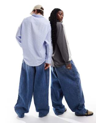 COLLUSION X004 unisex balloon jeans in midwash | ASOS