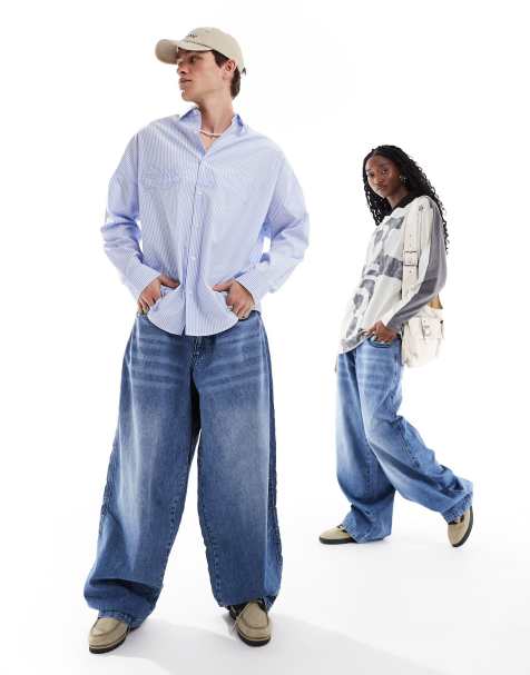 COLLUSION X004 unisex balloon jeans with in midwash - MULTI - view 1
