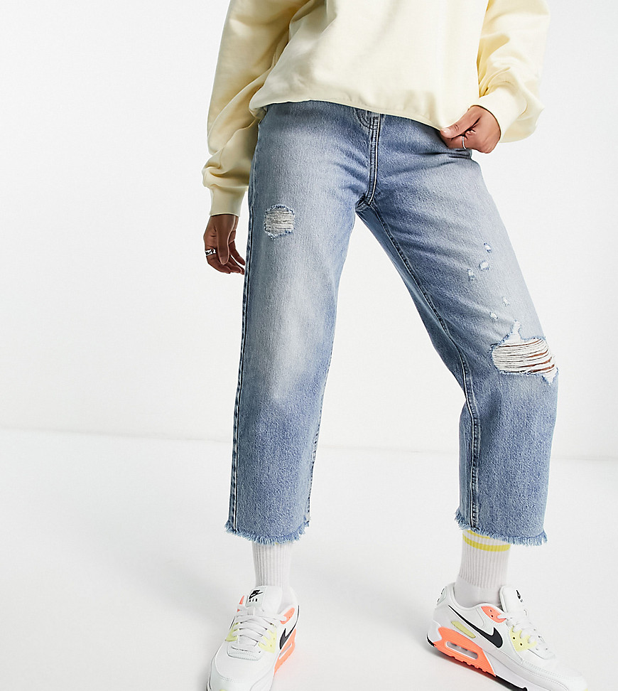 COLLUSION x005 90s cropped straight leg jeans in washed blue-Blues