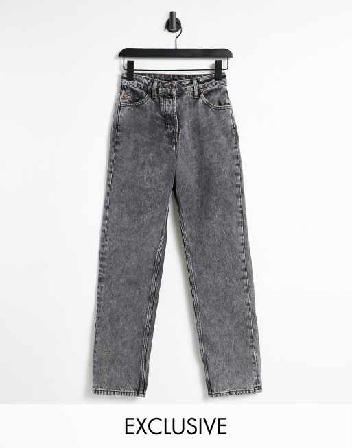 Plaske Kong Lear delikat COLLUSION x005 90s straight leg jeans in black acid wash | ASOS