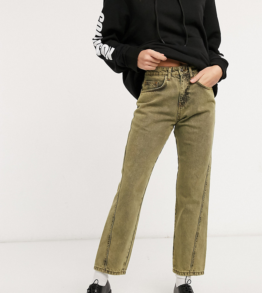 COLLUSION - x005 - Cropped jaren '90 jeans met rechte pijpen en gedraaide zijnaden in gele wassing-Geel