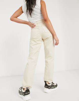 straight leg ecru jeans