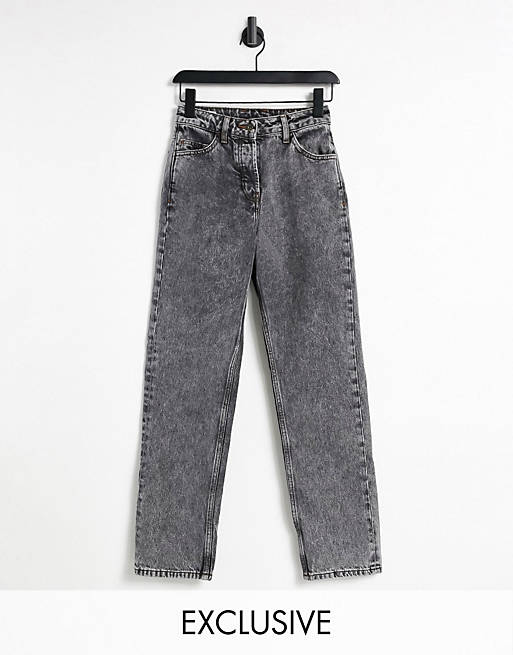 COLLUSION - x005 - Jaren 90 jeans met rechte pijpen in zwart met acid wash