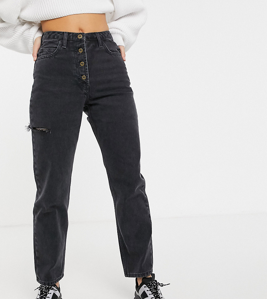 COLLUSION x005 - Jeans met rechte pijpen en scheur in gewassen zwart-Blauw