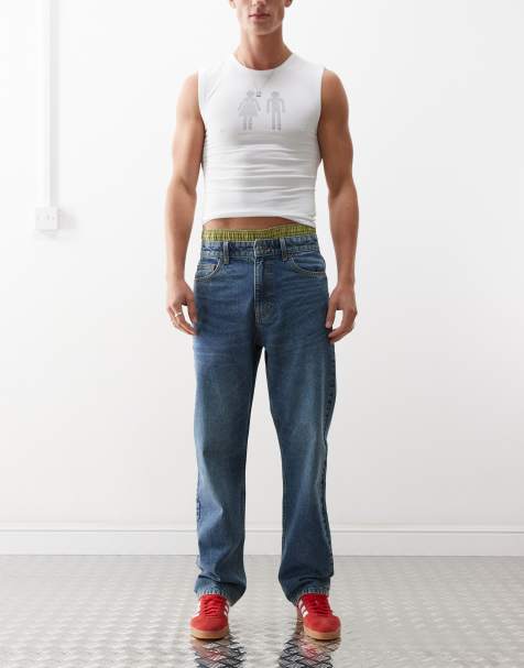 COLLUSION - X005 - Jeans met rechte pijpen in midwash blauw - view 1