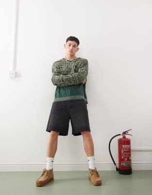 Collusion X005 Mid Rise Denim Shorts In Black