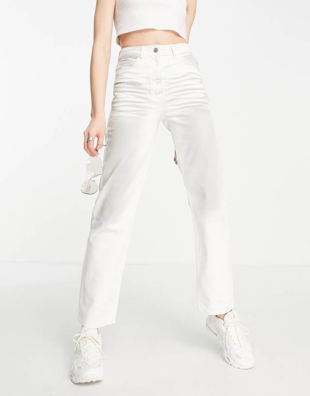 COLLUSION x005 mid rise straight leg jeans in Y2K wash in white