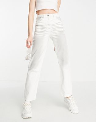 COLLUSION x005 mid rise straight leg jeans in Y2K wash in white