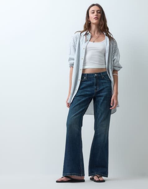 COLLUSION X005 relaxed bootcut jeans in 90s slubby dark wash - view 1