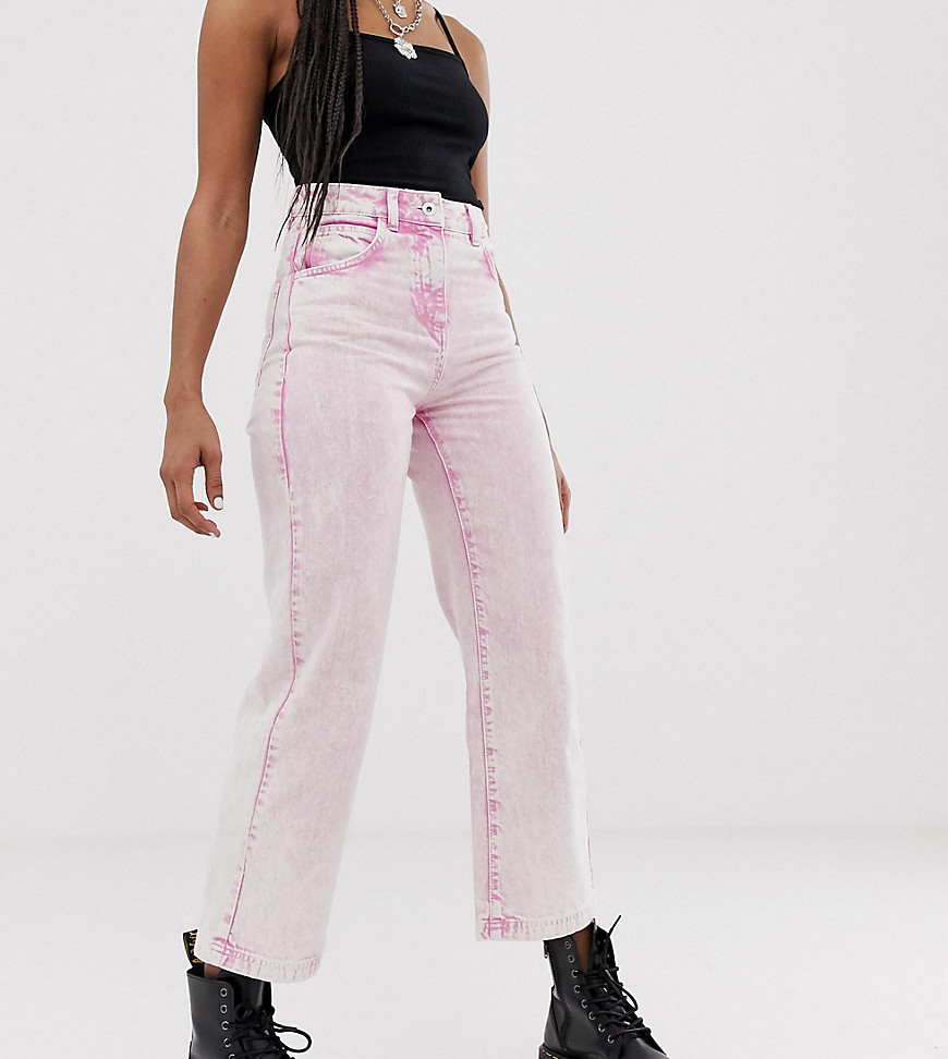 COLLUSION – x005 – Rosa, stentvättade jeans med raka ben