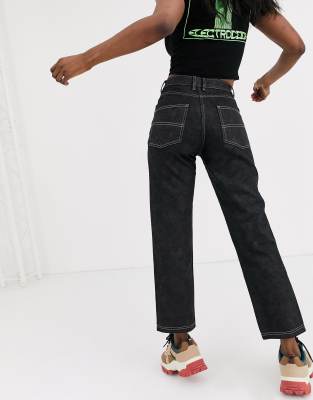 coated straight leg jeans