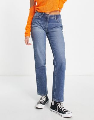 Collusion X005 Straight Leg Jeans In Mid Blue Wash