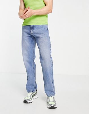 COLLUSION x005 straight leg jeans in mid blue