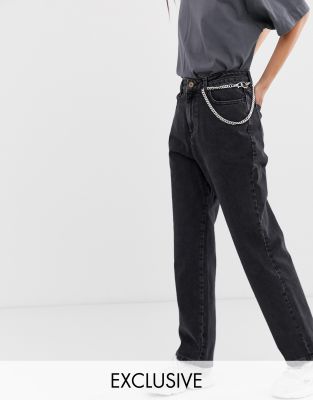 black washed straight leg jeans