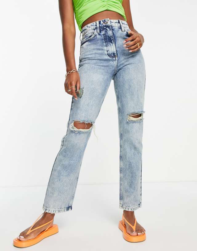 Collusion - x005 straight leg jeans with bleach detail in blue