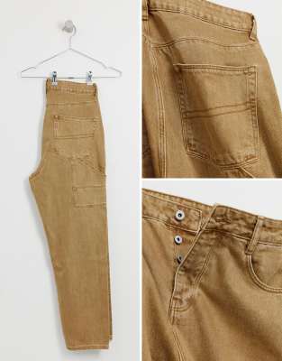 tan straight leg jeans