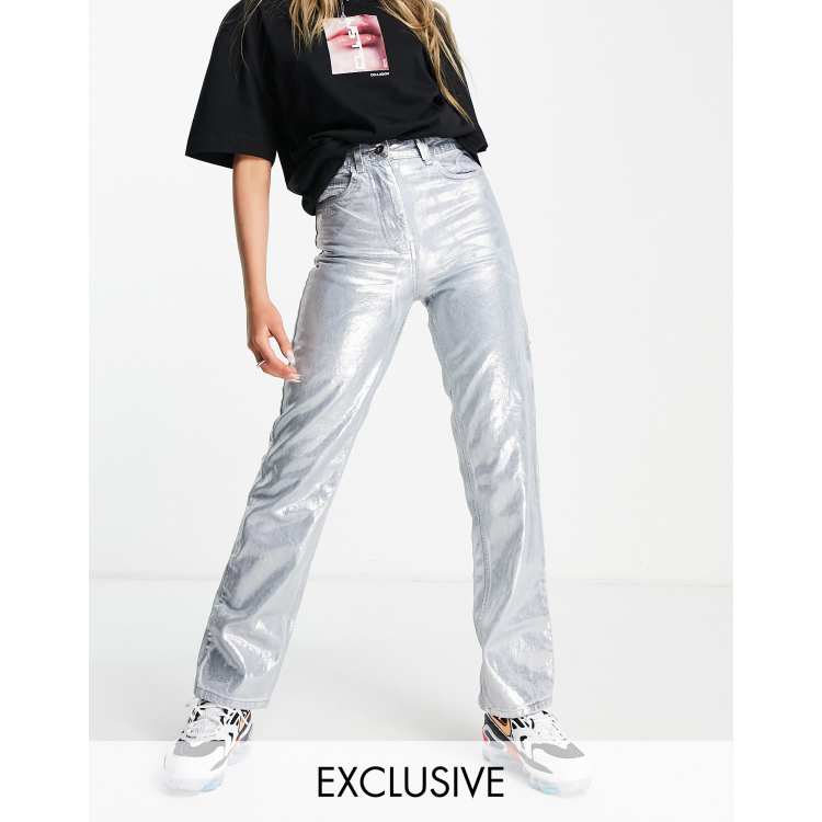 COLLUSION x005 straight leg jeans with silver coating