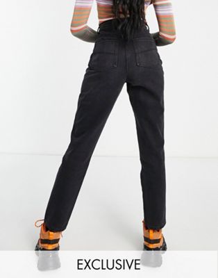 COLLUSION x006 cotton mom jean in washed black - BLACK - ASOS Price Checker
