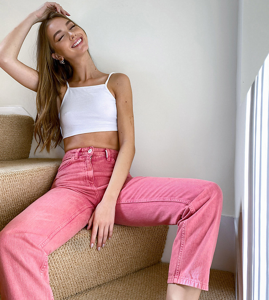 COLLUSION x006 mom jeans in vintage pink wash