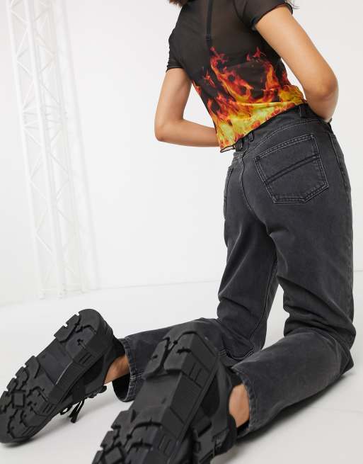 COLLUSION x006 mom jeans in washed black