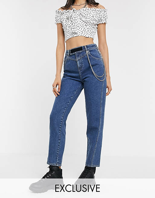 COLLUSION x006 mom jeans with chain and velcro detail | ASOS