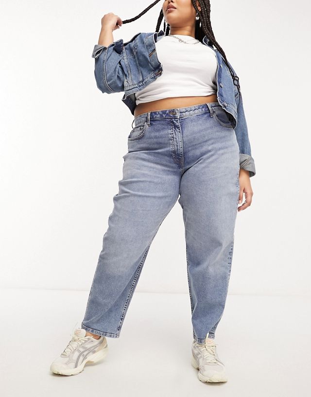 COLLUSION x006 Plus size mom jeans in blue