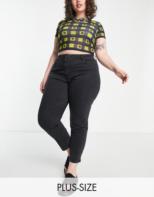 High Waisted Mom Jeans (plus) - Black