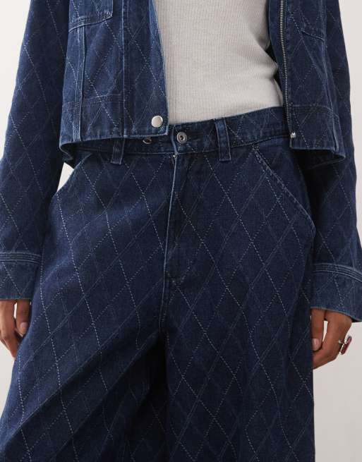 COLLUSION X006 XL balloon argyle print jeans in rinse wash, 5 of 5