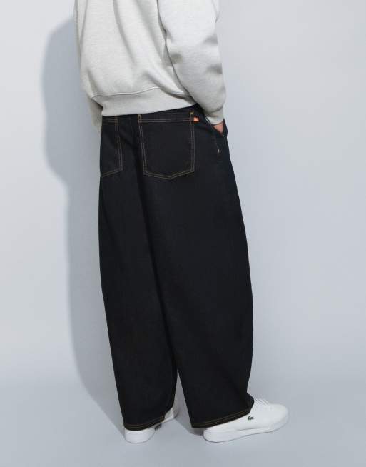 COLLUSION X006 XL balloon jean with pleats in dark rinse wash, 3 of 5