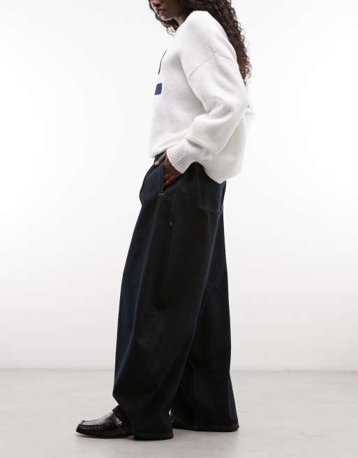 COLLUSION X006 XL Balloon-Jeans mit Bundfalten in dunkler Rinse-Waschung, 2 von 5
